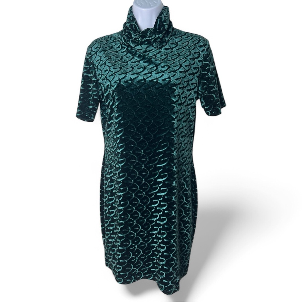 Apart Impressions Women’s Vintage Textured Velvet Mini Dress Turtleneck 90s Sz 8